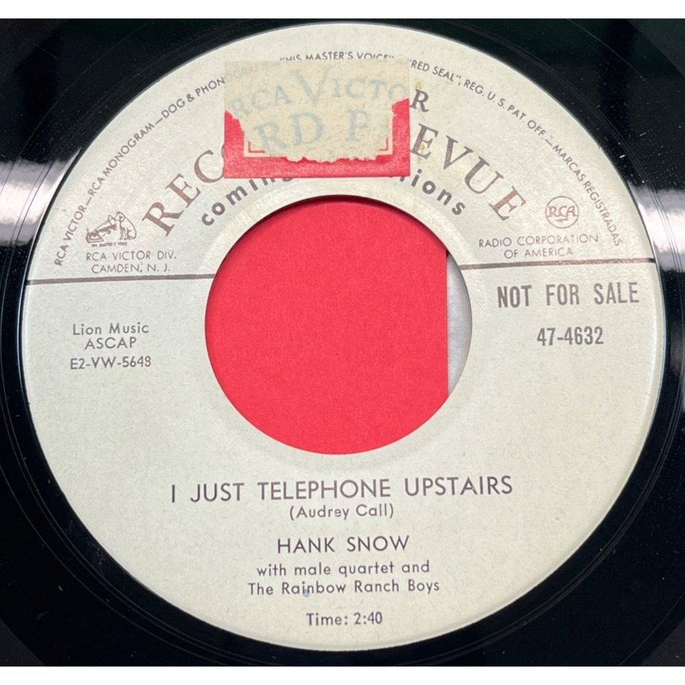 Hank Snow I Just Telephone Upstairs / My Mother 45 Country Promo RCA Victor 4632